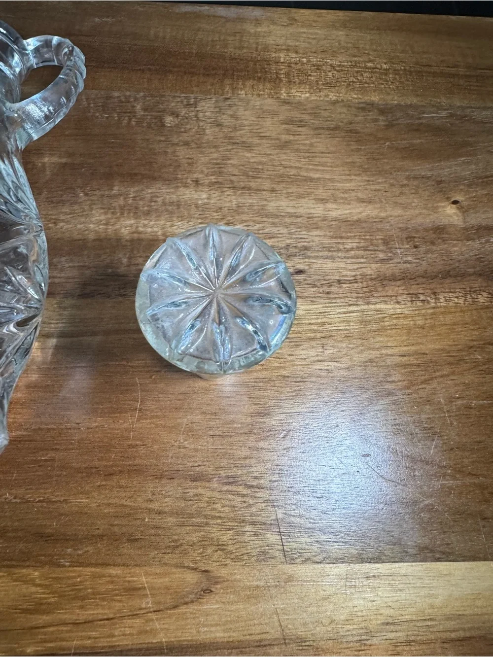 Vintage Clear Glass Starburst Oil & Vinegar fluted Curet w/ stopper Curry 8